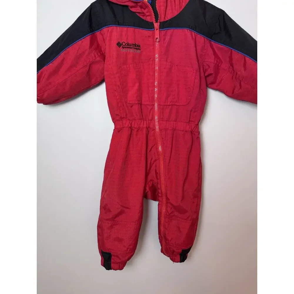Columbia Vintage Red Tectonite Fleece Lined Hooded Snowsuit Size 2-3 Toddler